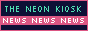Neon Kiosk Banner Image - a pixel font reads 'the neon kiosk' with the border framed in pink